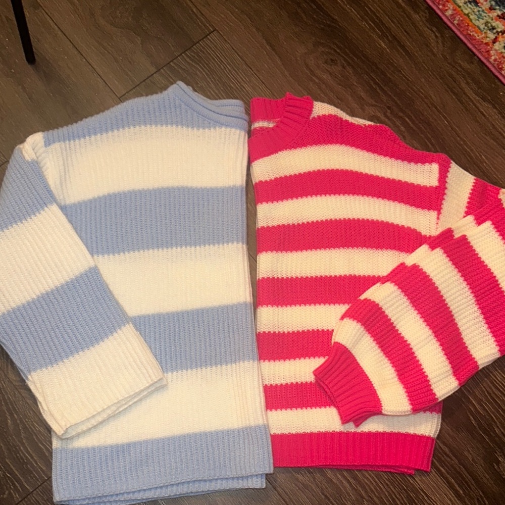 Striped Blue and Pink Sweaters